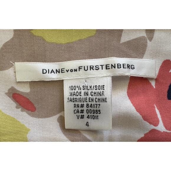 Diane von Furstenberg Women's Blue Silk Shift Dress Riviera Floral Print Size 4 - Picture 13 of 14